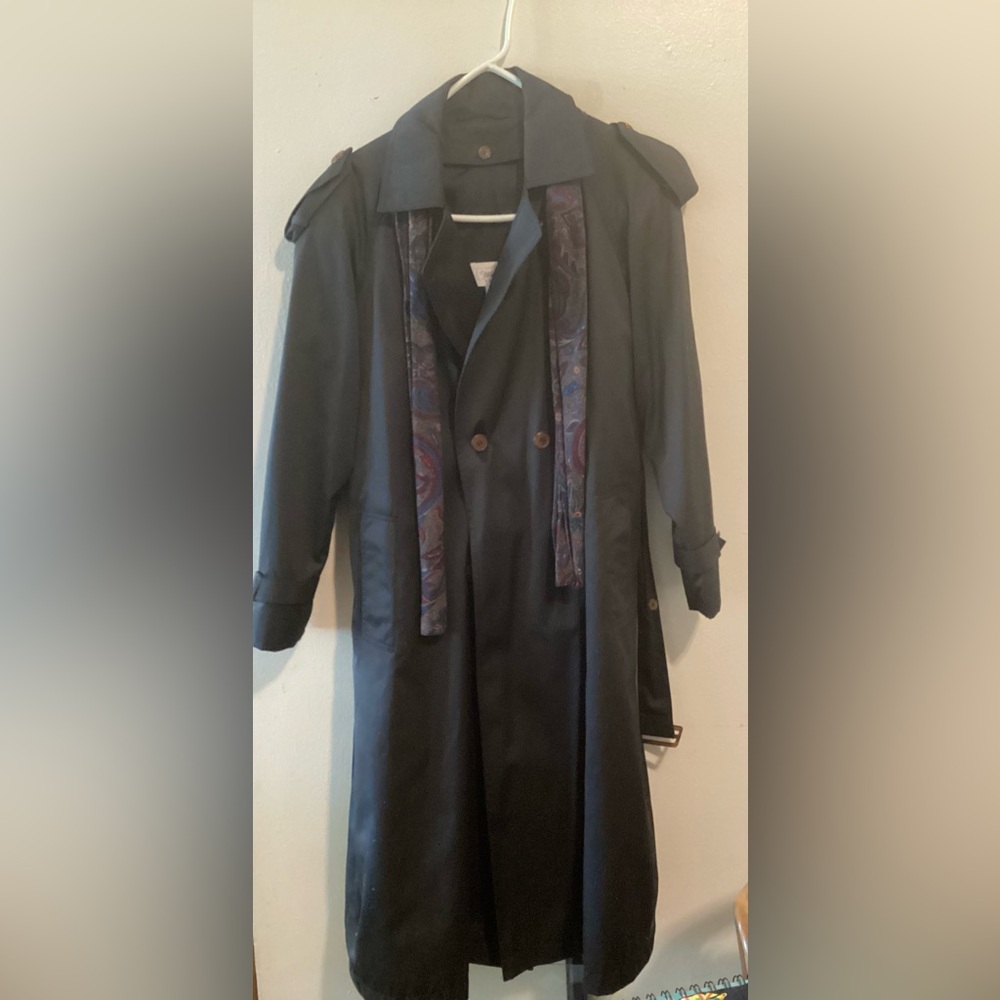 Worthington Black Trench Coat with Paisley Detail